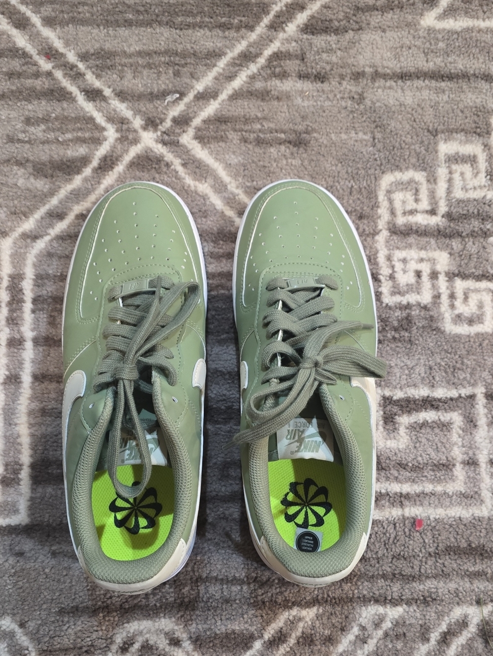 Nike Air Force 1 Olive Green Low-Top Sneakers with White Swoosh Women's 10